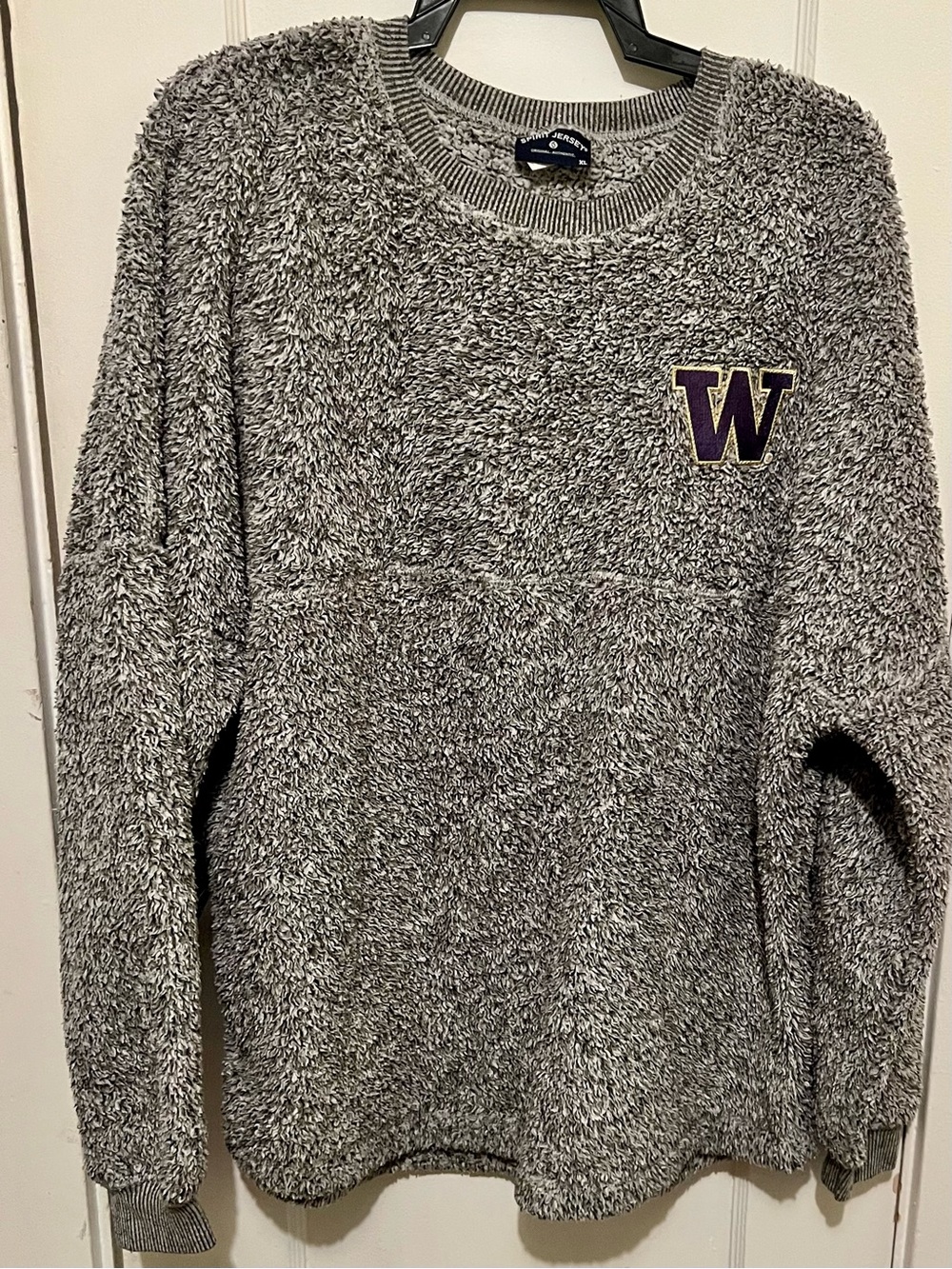Spirit Jersey Textured Gray Crewneck Sweater - Gray (U of Washington)